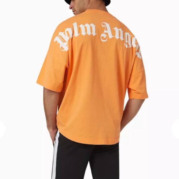 Palm Angels Orange Logo Mens T-Shirt – Size Medium, Like New - Picture 3 of 9
